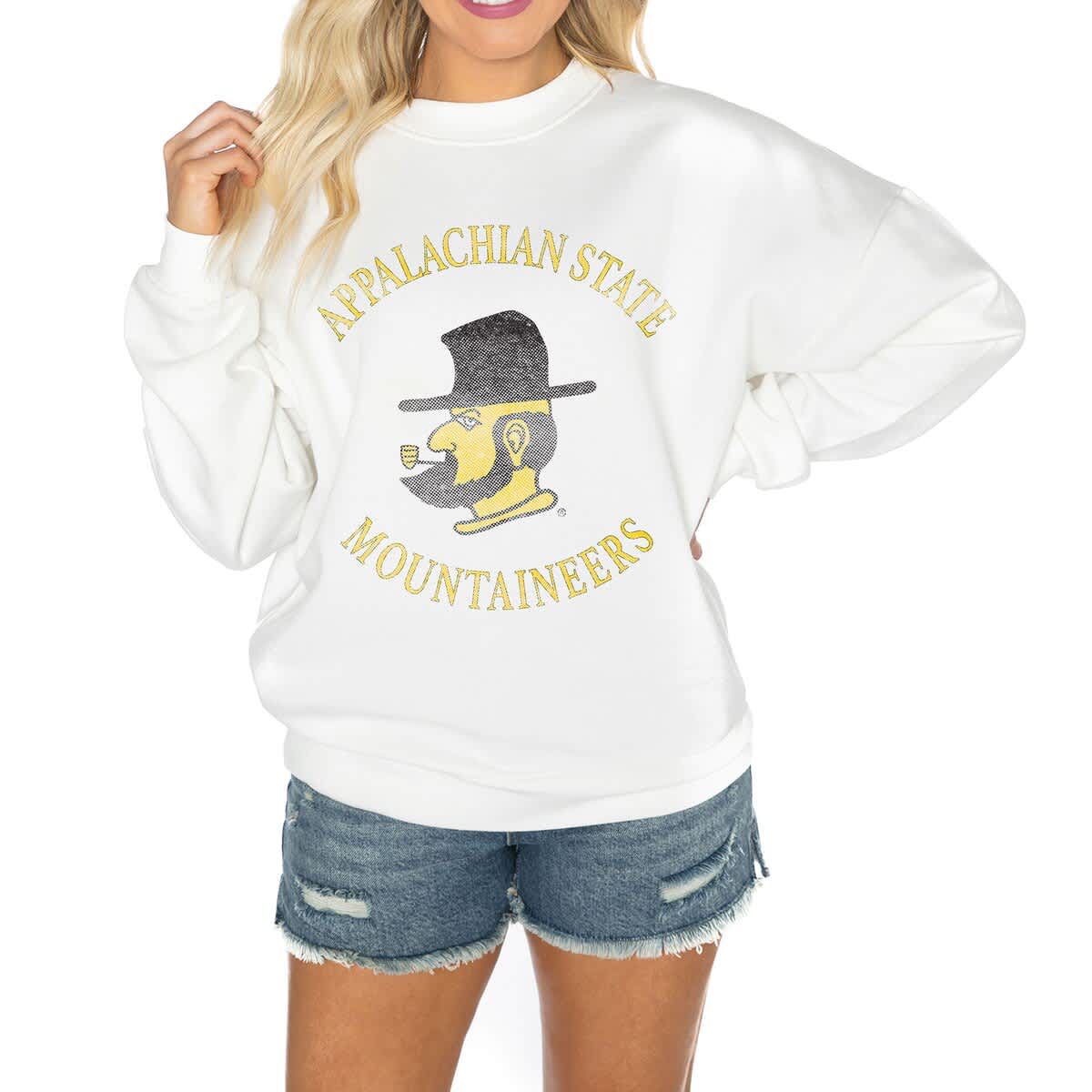 NCAA Appalachian State Mountaineers Oversized Good Vibes Premium Fleece Drop Shoulder Pullover Sweatshirt