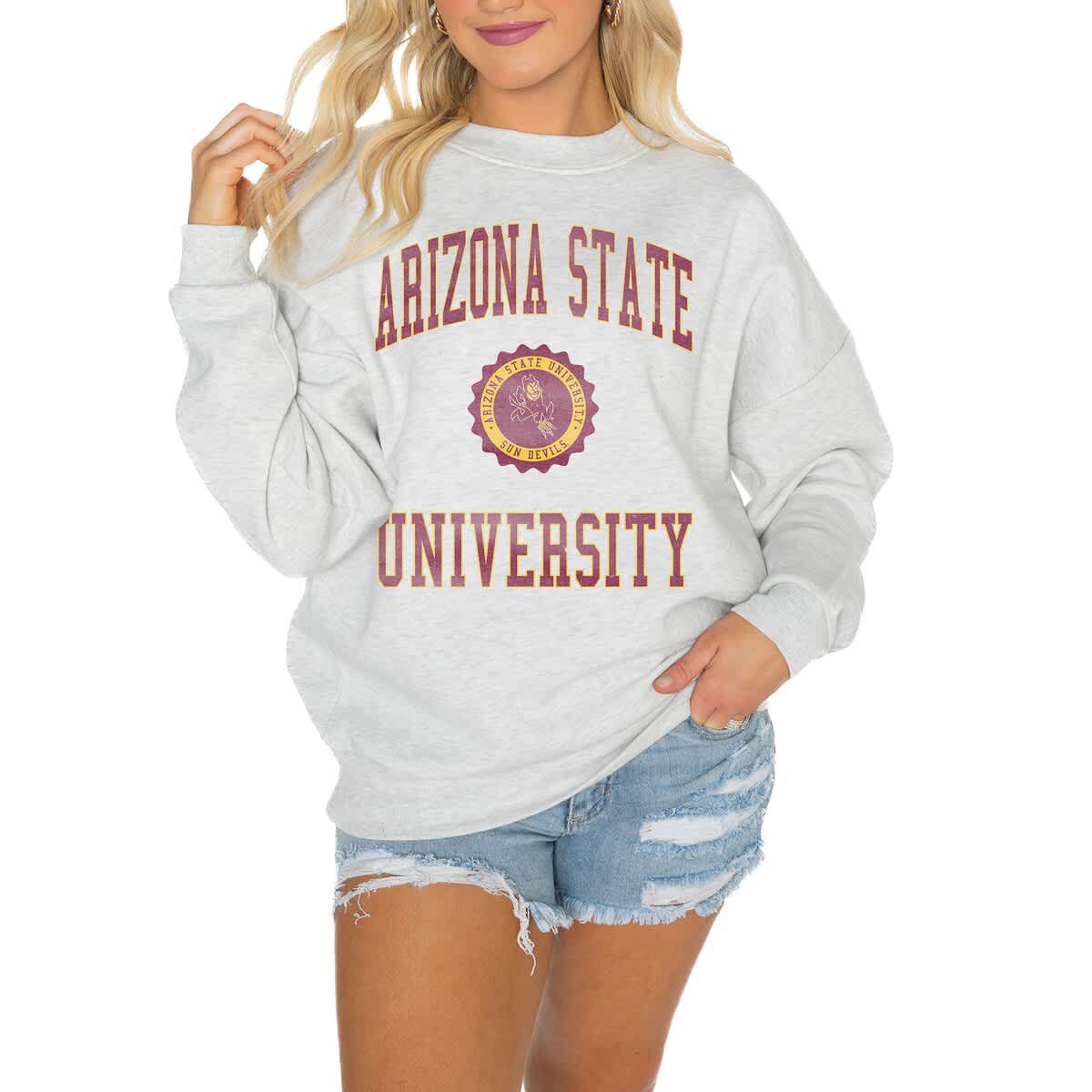 NCAA Arizona State Sun Devils Oversized Good Vibes Premium Fleece Drop Shoulder Pullover Sweatshirt