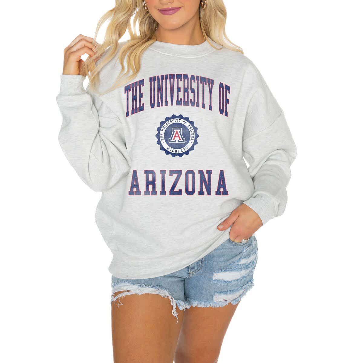 NCAA Arizona Wildcats Oversized Good Vibes Premium Fleece Drop Shoulder Pullover Sweatshirt