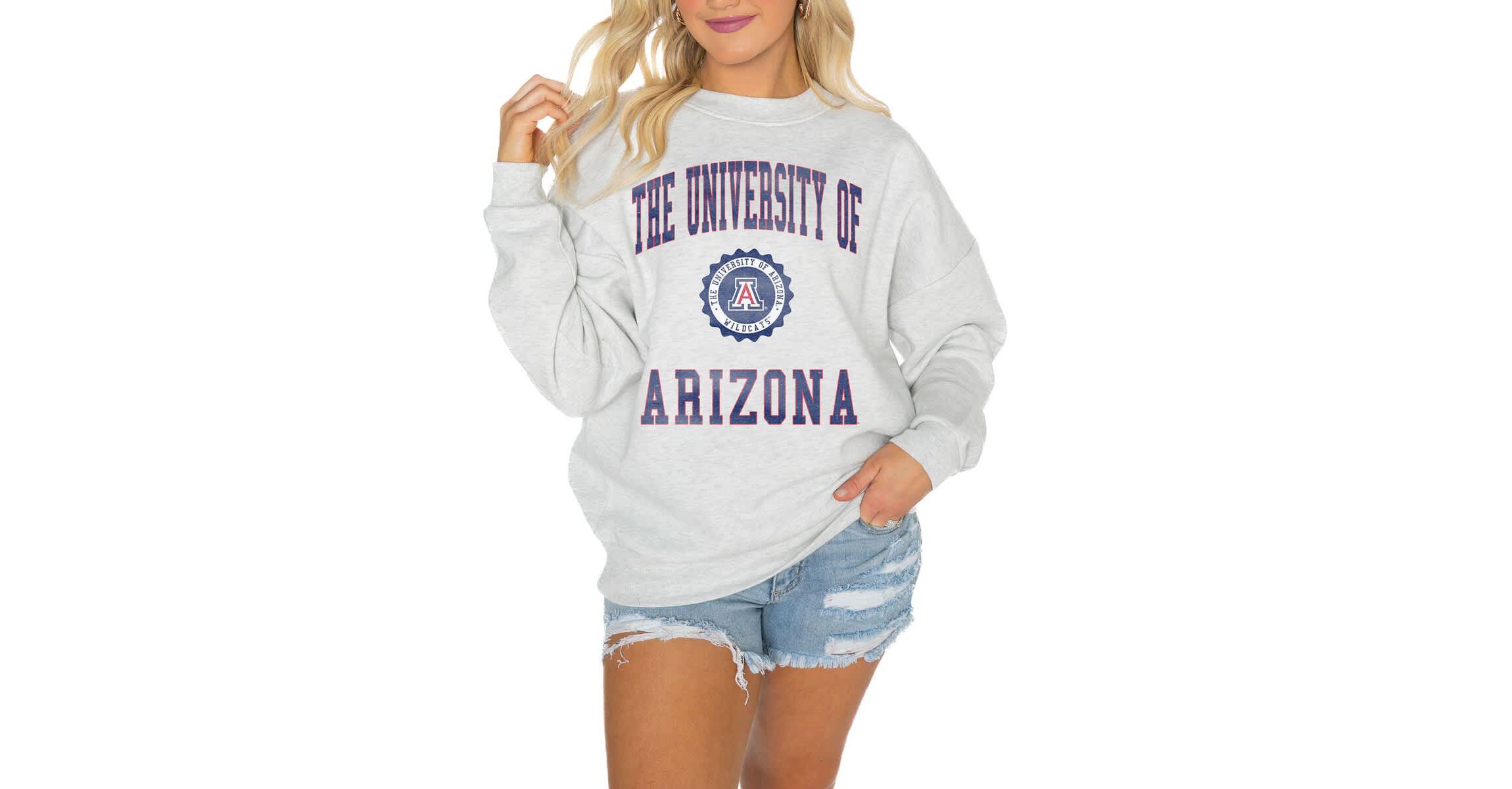 NCAA Arizona Wildcats Oversized Good Vibes Premium Fleece Drop Shoulder Pullover Sweatshirt