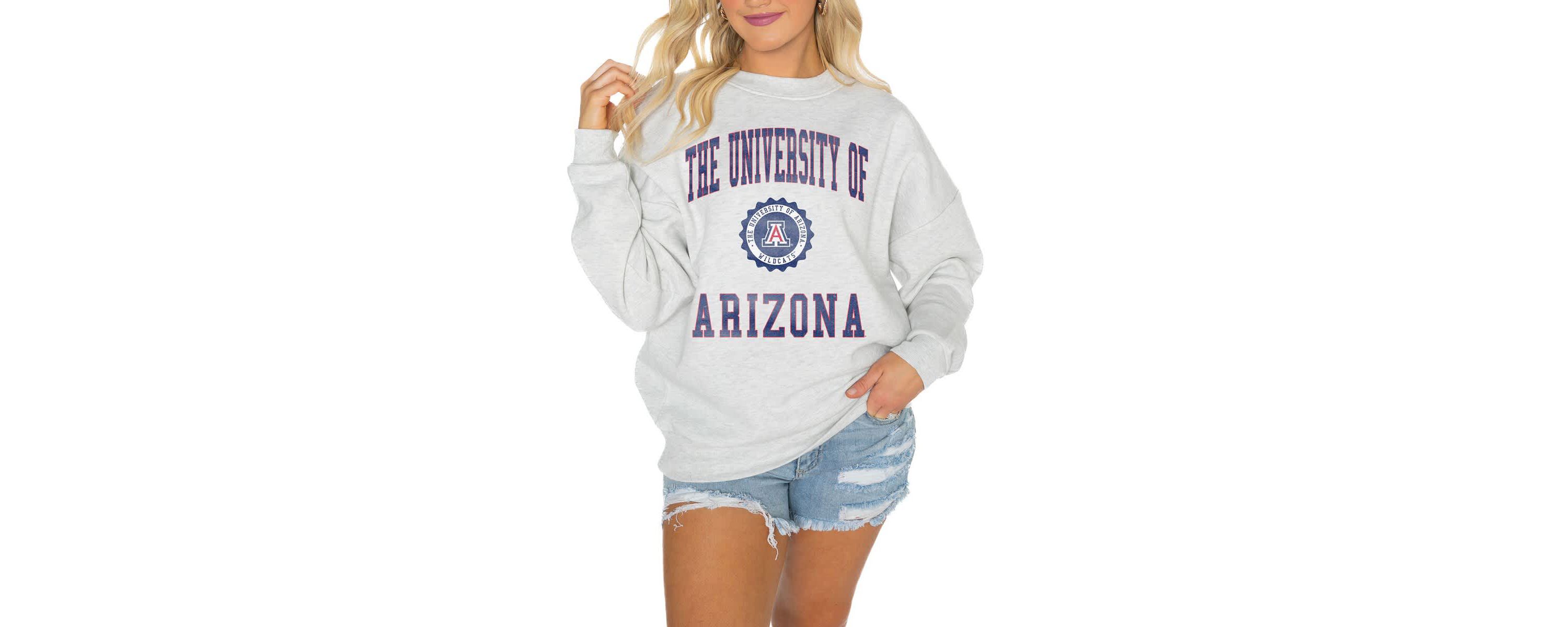 NCAA Arizona Wildcats Oversized Good Vibes Premium Fleece Drop Shoulder Pullover Sweatshirt