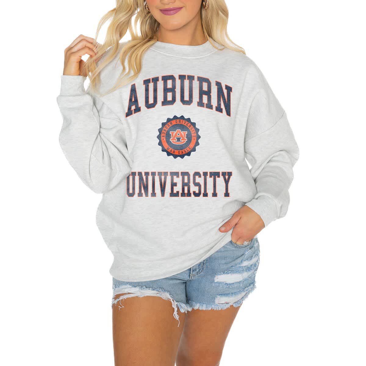NCAA Auburn Tigers Oversized Good Vibes Premium Fleece Drop Shoulder Pullover Sweatshirt