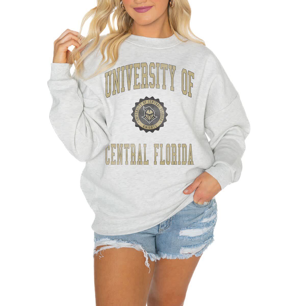 NCAA UCF Knights Oversized Good Vibes Premium Fleece Drop Shoulder Pullover Sweatshirt
