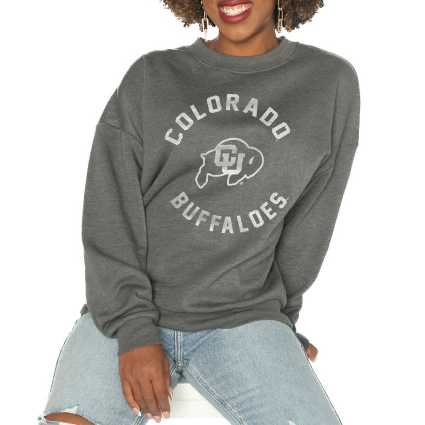 NCAA Colorado Buffaloes Oversized Good Vibes Premium Fleece Drop Shoulder Pullover Sweatshirt