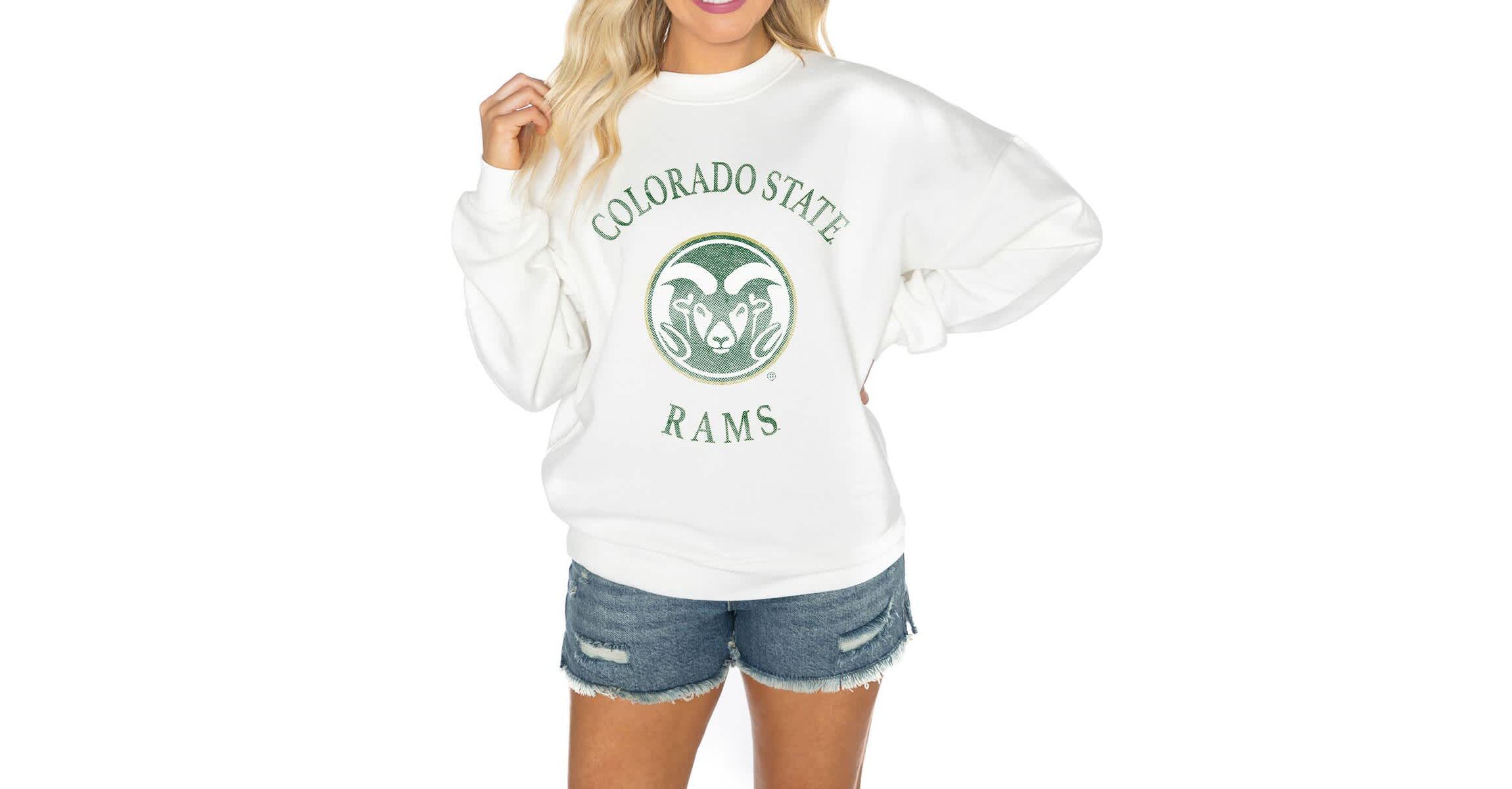 NCAA Colorado State Rams Oversized Good Vibes Premium Fleece Drop Shoulder Pullover Sweatshirt