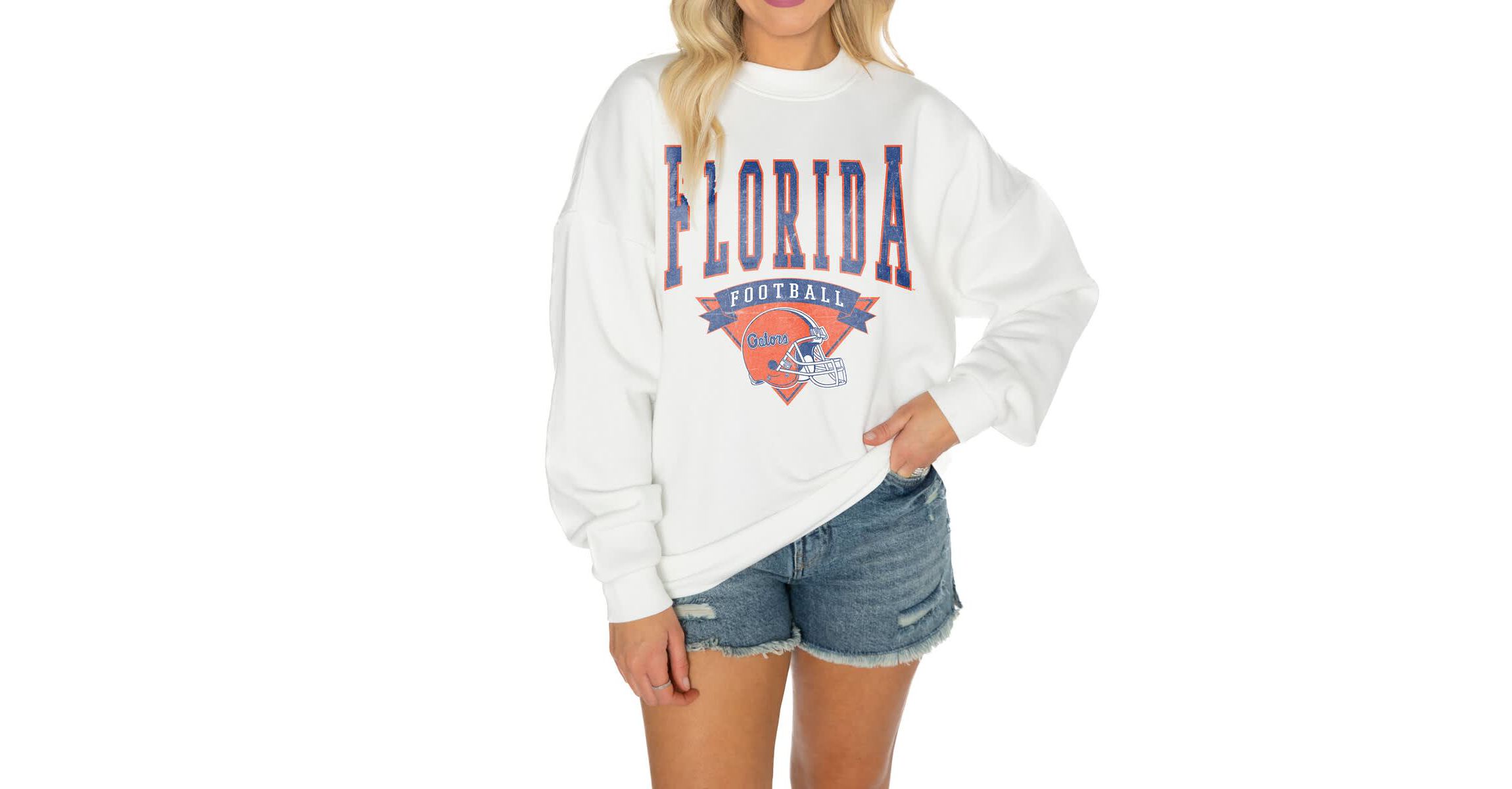 NCAA Florida Gators Oversized Good Vibes Premium Fleece Drop Shoulder Pullover Sweatshirt