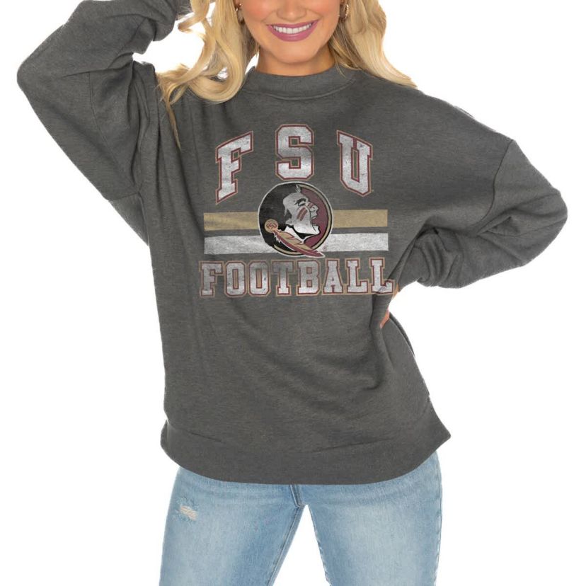 NCAA Florida State Seminoles Good Vibes Premium Fleece Drop Shoulder Pullover Sweatshirt