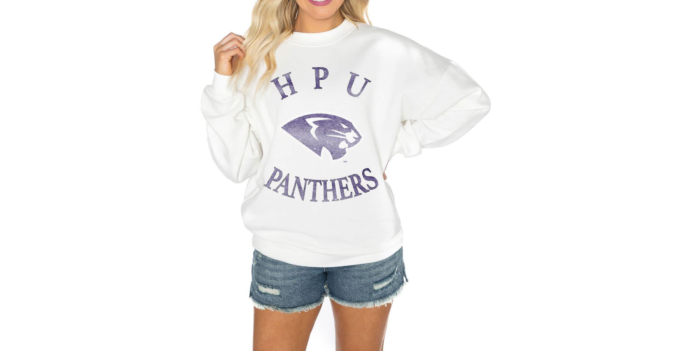 NCAA High Point Panthers Oversized Good Vibes Premium Fleece Drop Shoulder Pullover Sweatshirt