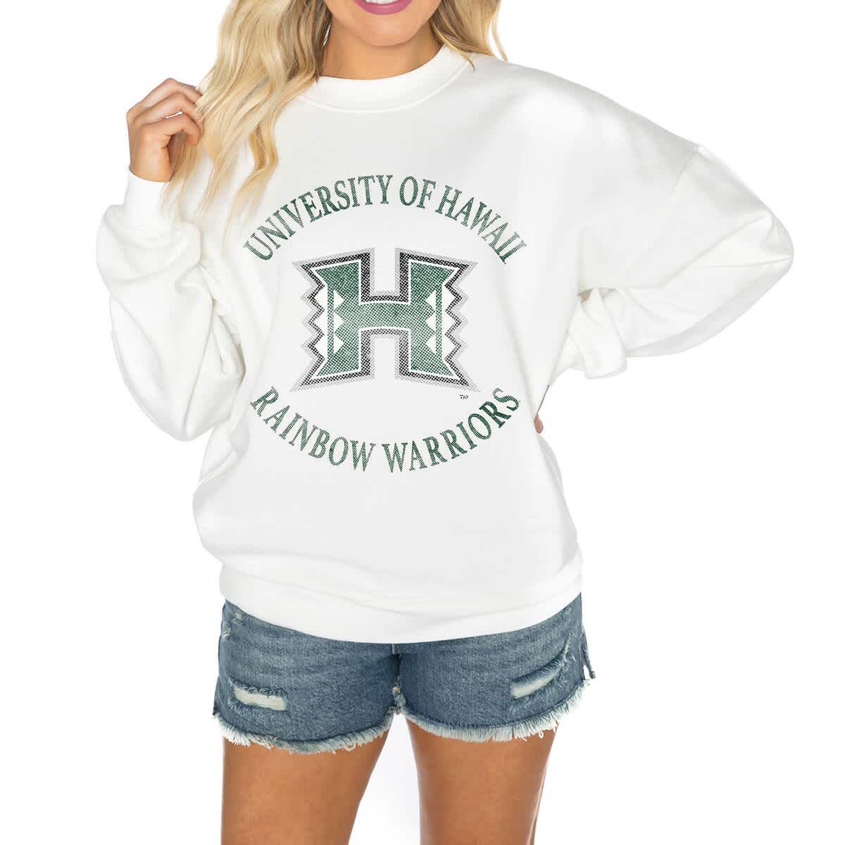 NCAA Hawaii Rainbow Warriors Oversized Good Vibes Premium Fleece Drop Shoulder Pullover Sweatshirt