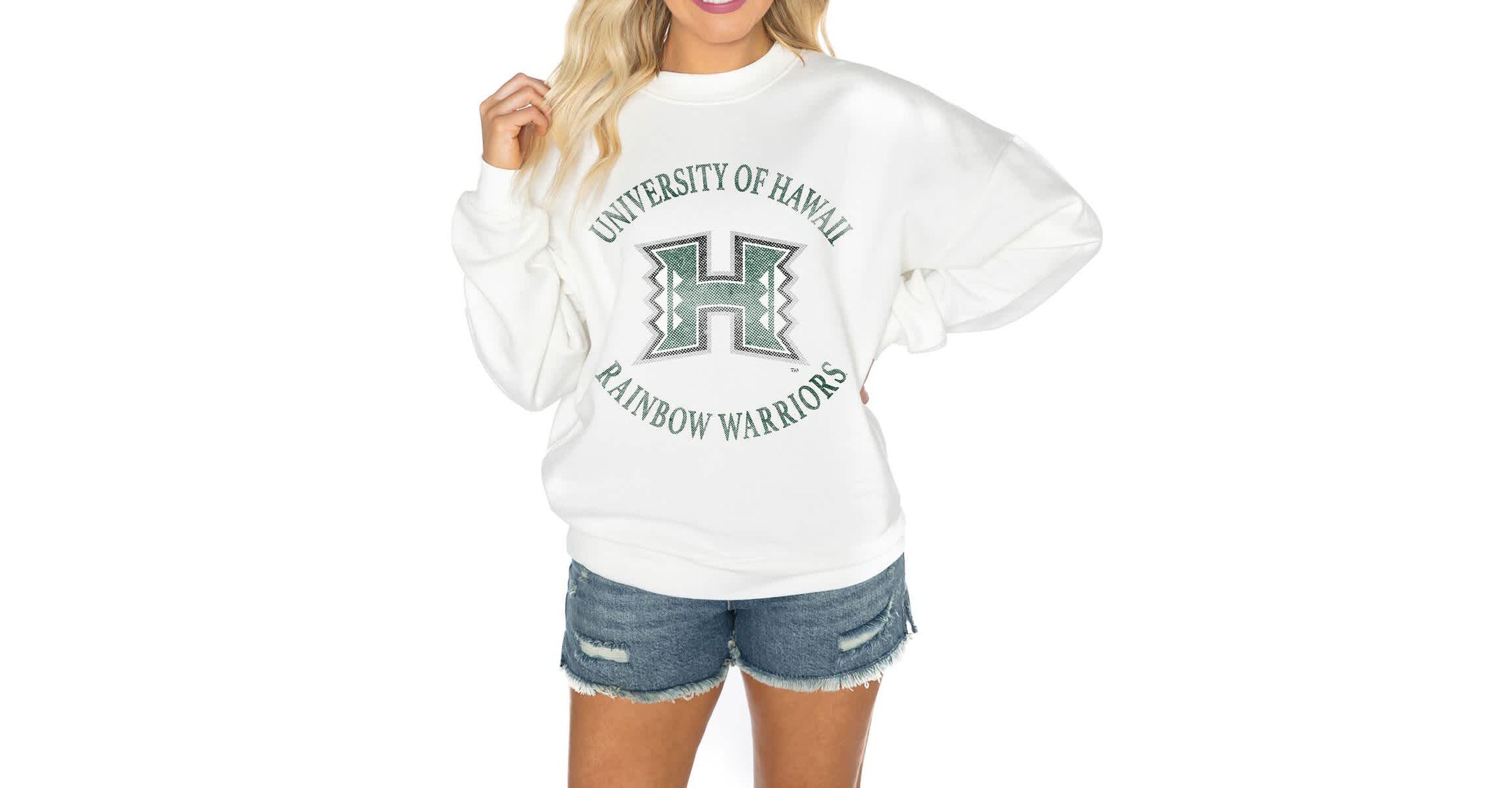 NCAA Hawaii Rainbow Warriors Oversized Good Vibes Premium Fleece Drop Shoulder Pullover Sweatshirt