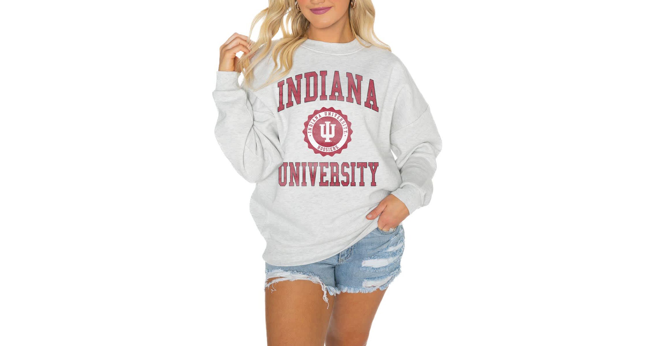 NCAA Indiana Hoosiers Oversized Good Vibes Premium Fleece Drop Shoulder Pullover Sweatshirt