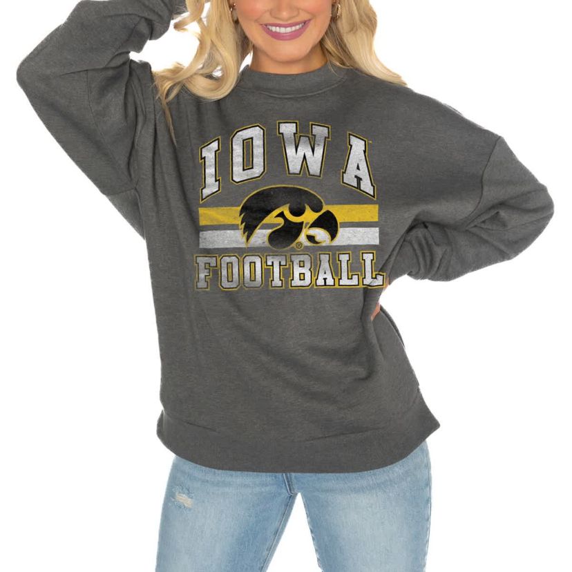 NCAA Iowa Hawkeyes Good Vibes Premium Fleece Drop Shoulder Pullover Sweatshirt