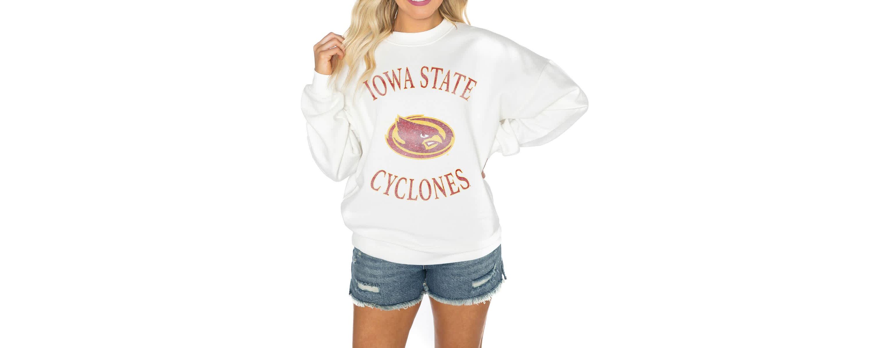 NCAA Iowa State Cyclones Oversized Good Vibes Premium Fleece Drop Shoulder Pullover Sweatshirt