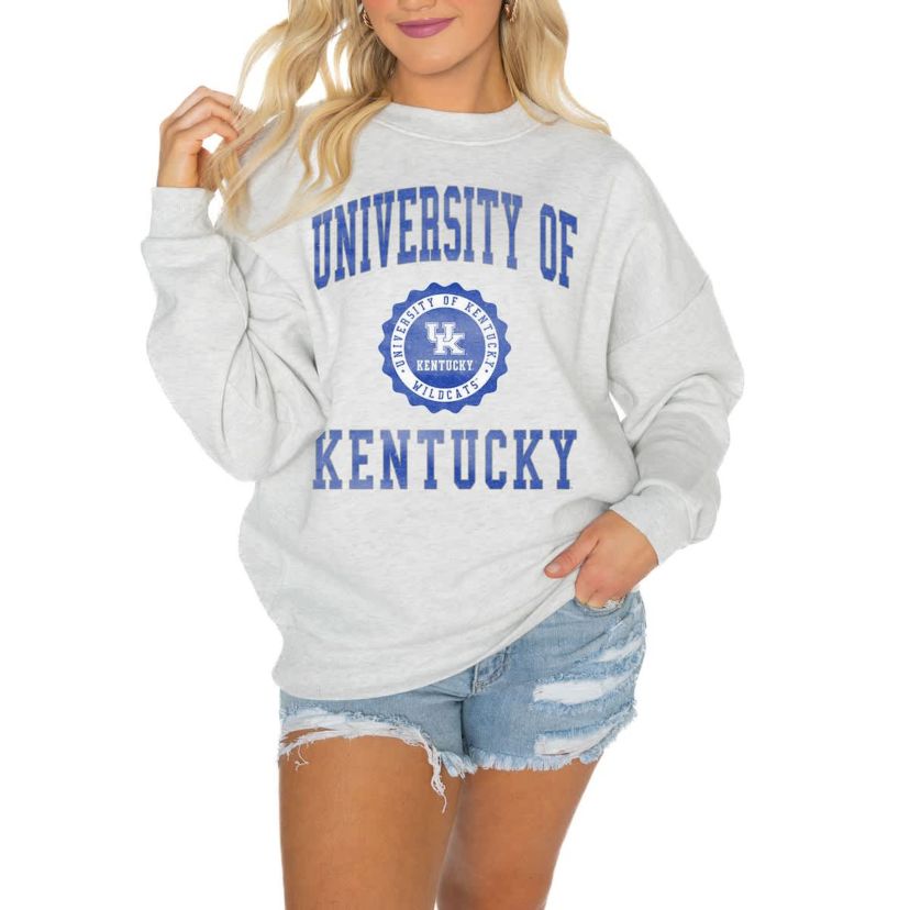 NCAA Kentucky Wildcats Oversized Good Vibes Premium Fleece Drop Shoulder Pullover Sweatshirt