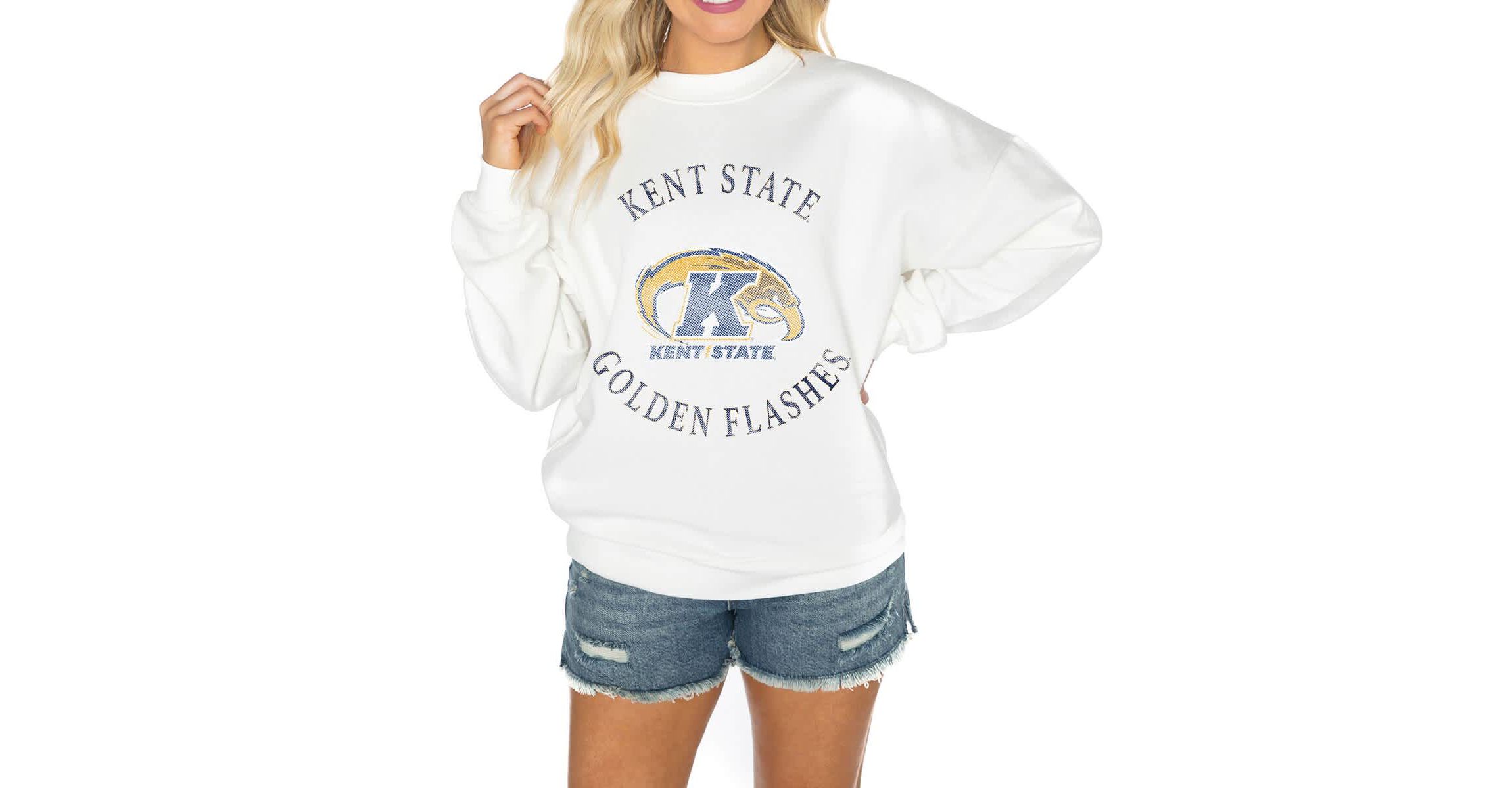 NCAA Kent State Golden Flashes Oversized Good Vibes Premium Fleece Drop Shoulder Pullover Sweatshirt