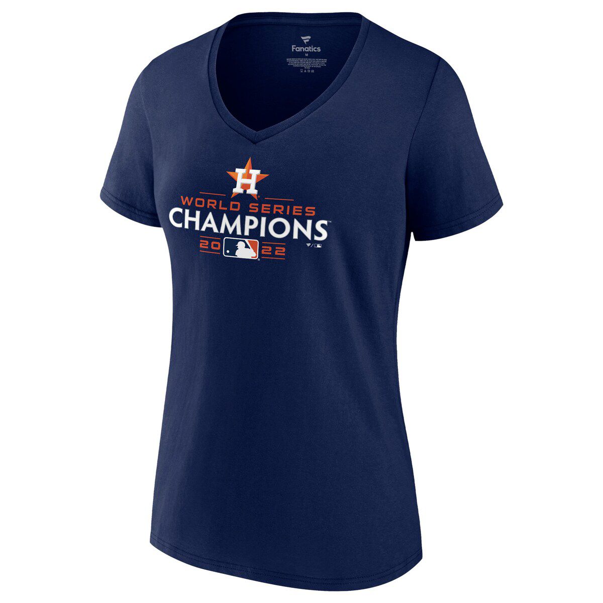 MLB Fanatics Houston Astros 2022 World Series s s Logo V-Neck T-Shirt
