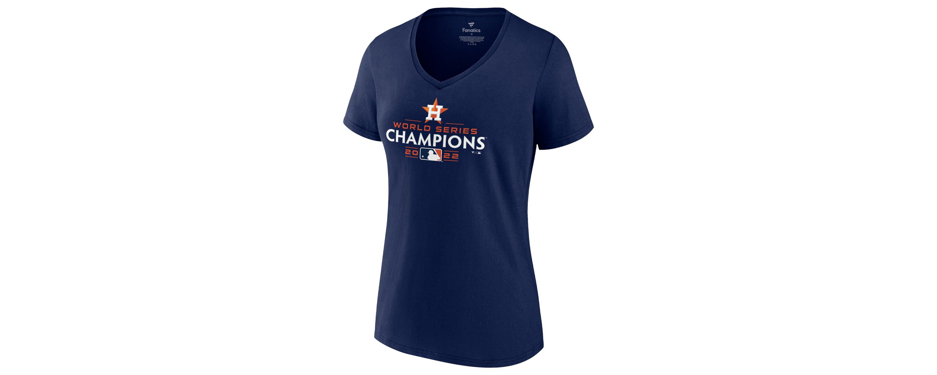 MLB Fanatics Houston Astros 2022 World Series s s Logo V-Neck T-Shirt