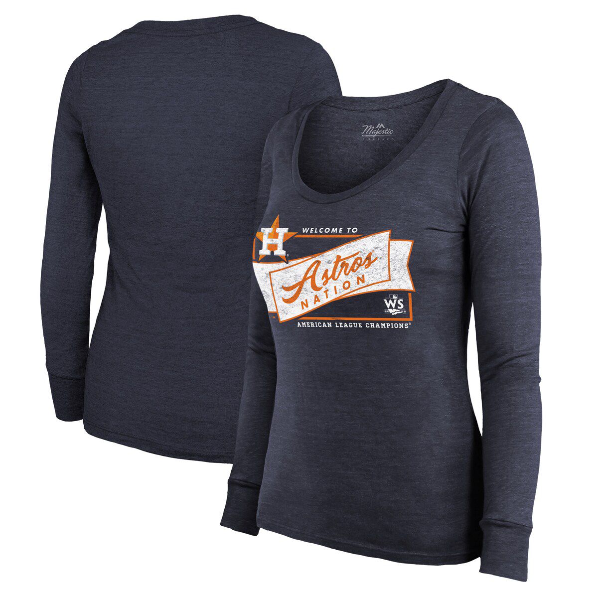 MLB Houston Astros 2022 American League s Tri-Blend Long Sleeve Scoop Neck T-Shirt