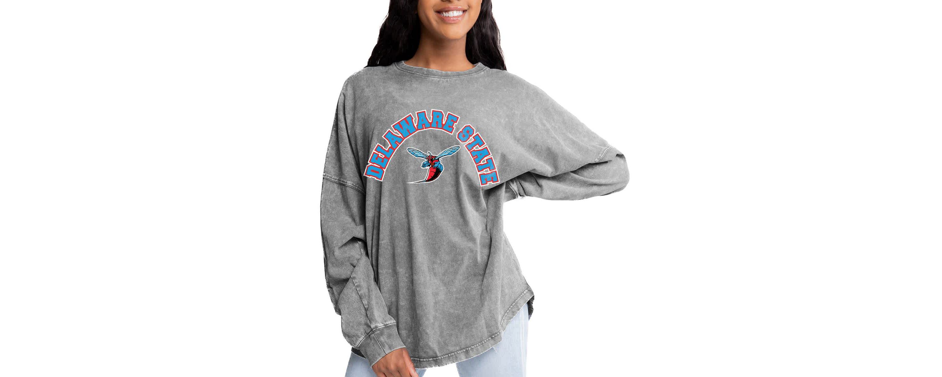 NCAA Delaware State Hornets Faded Wash Pullover Sweatshirt