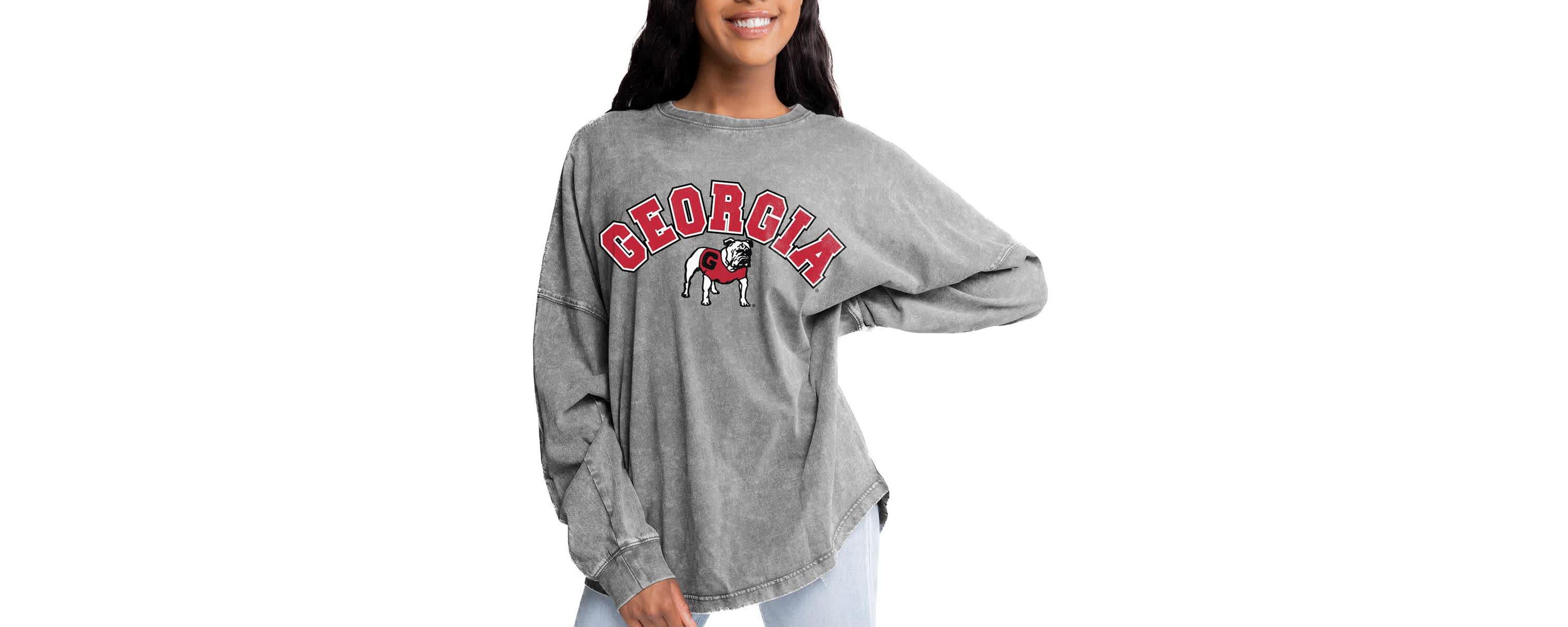 NCAA Georgia Bulldogs Faded Wash Pullover Sweatshirt