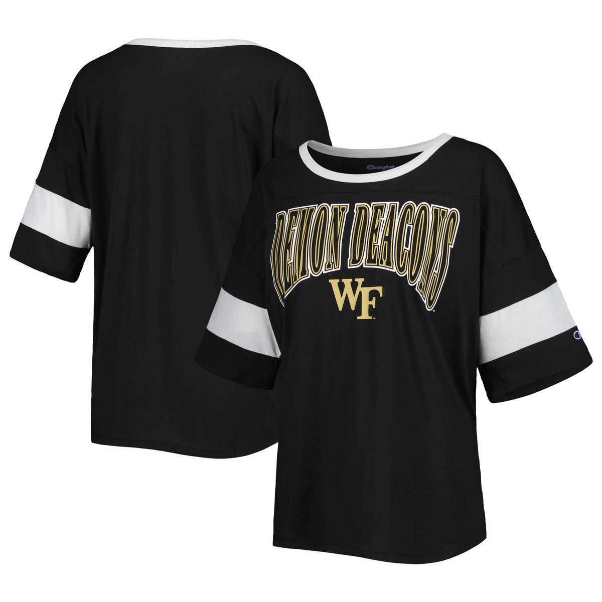 NCAA Wake Forest Demon Deacons Jumbo Arch Striped Half-Sleeve T-Shirt