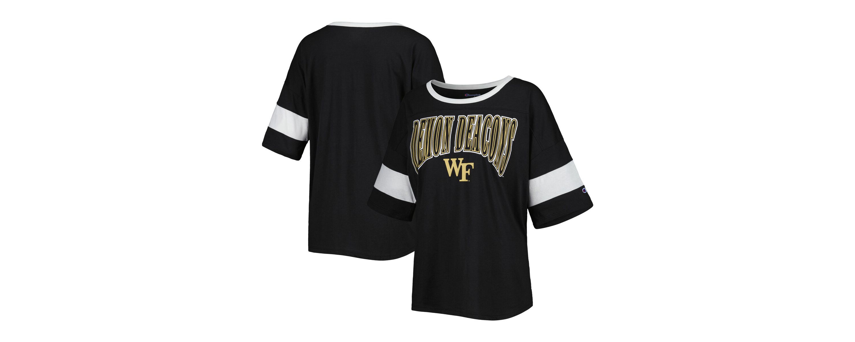 NCAA Wake Forest Demon Deacons Jumbo Arch Striped Half-Sleeve T-Shirt