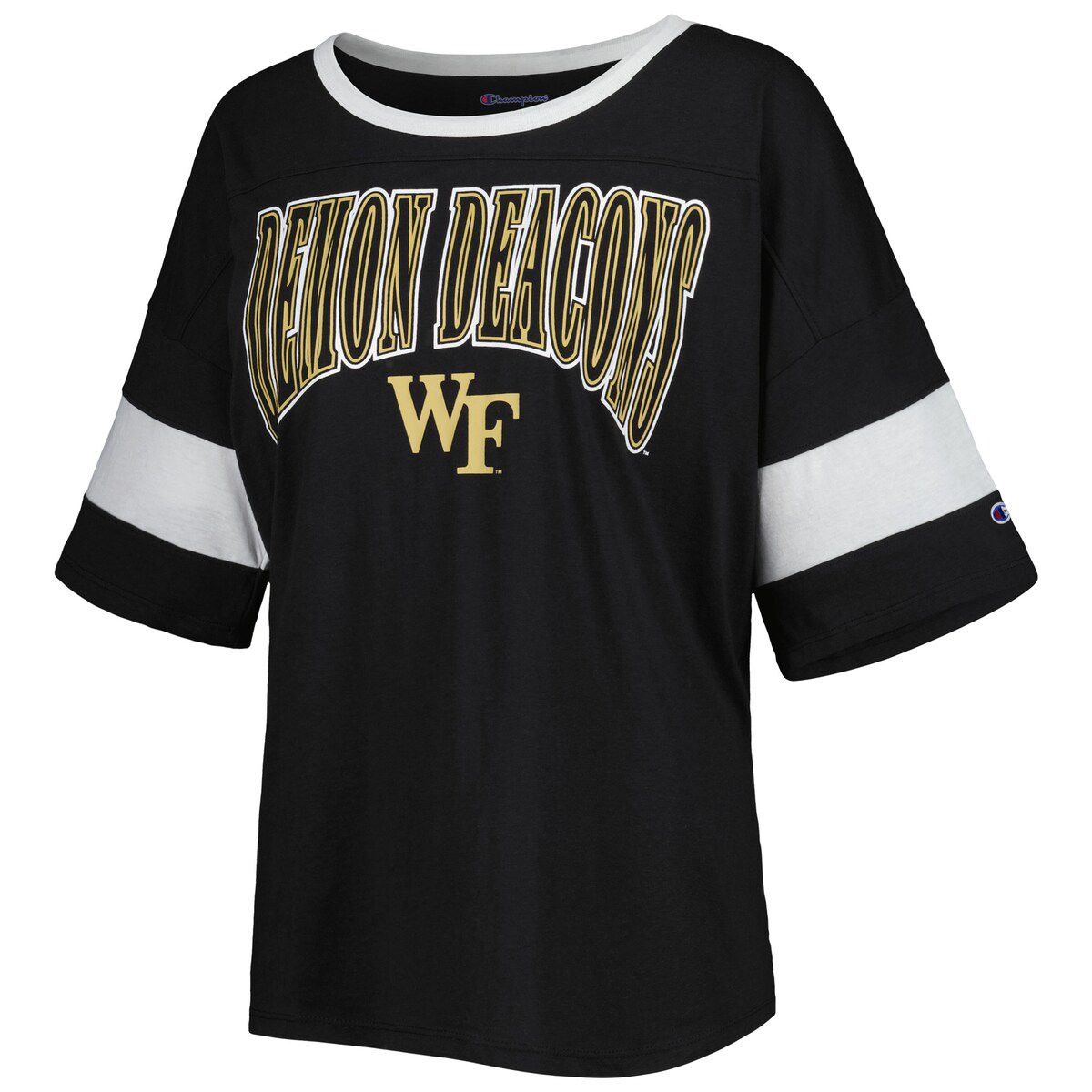 NCAA Wake Forest Demon Deacons Jumbo Arch Striped Half-Sleeve T-Shirt