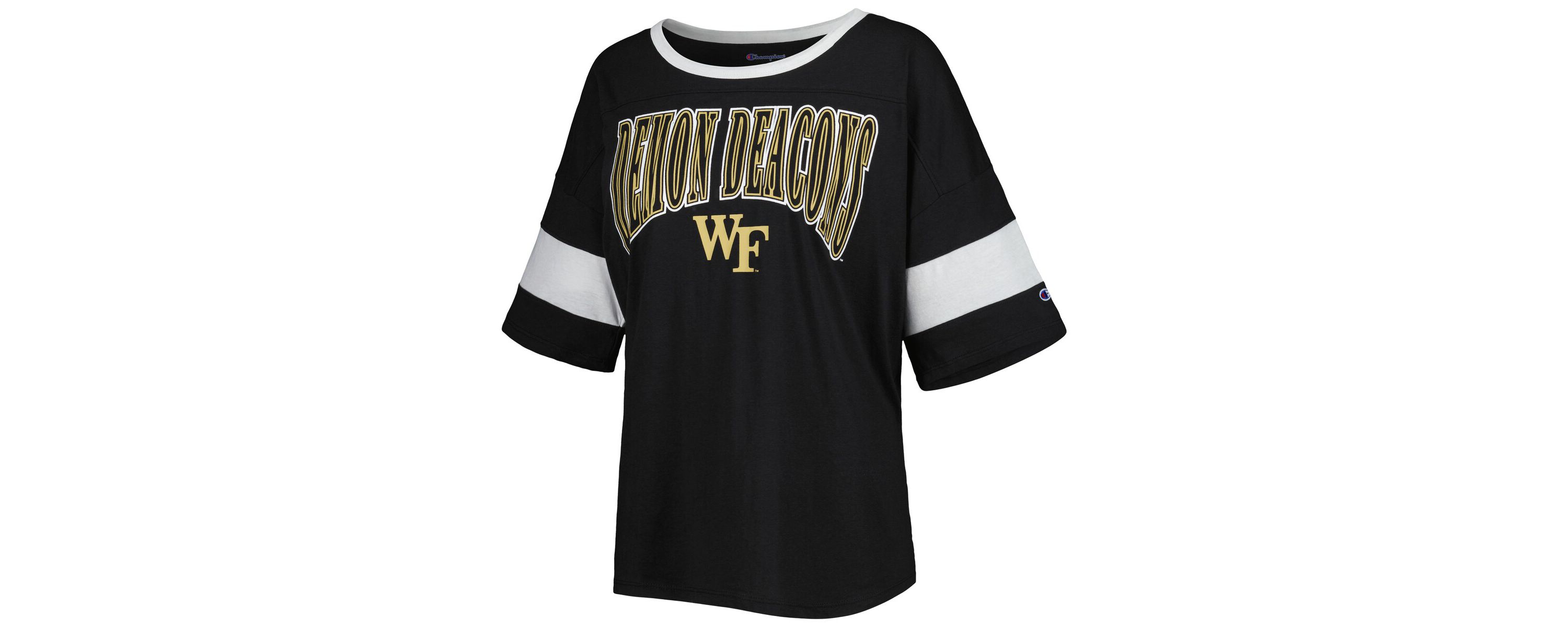 NCAA Wake Forest Demon Deacons Jumbo Arch Striped Half-Sleeve T-Shirt