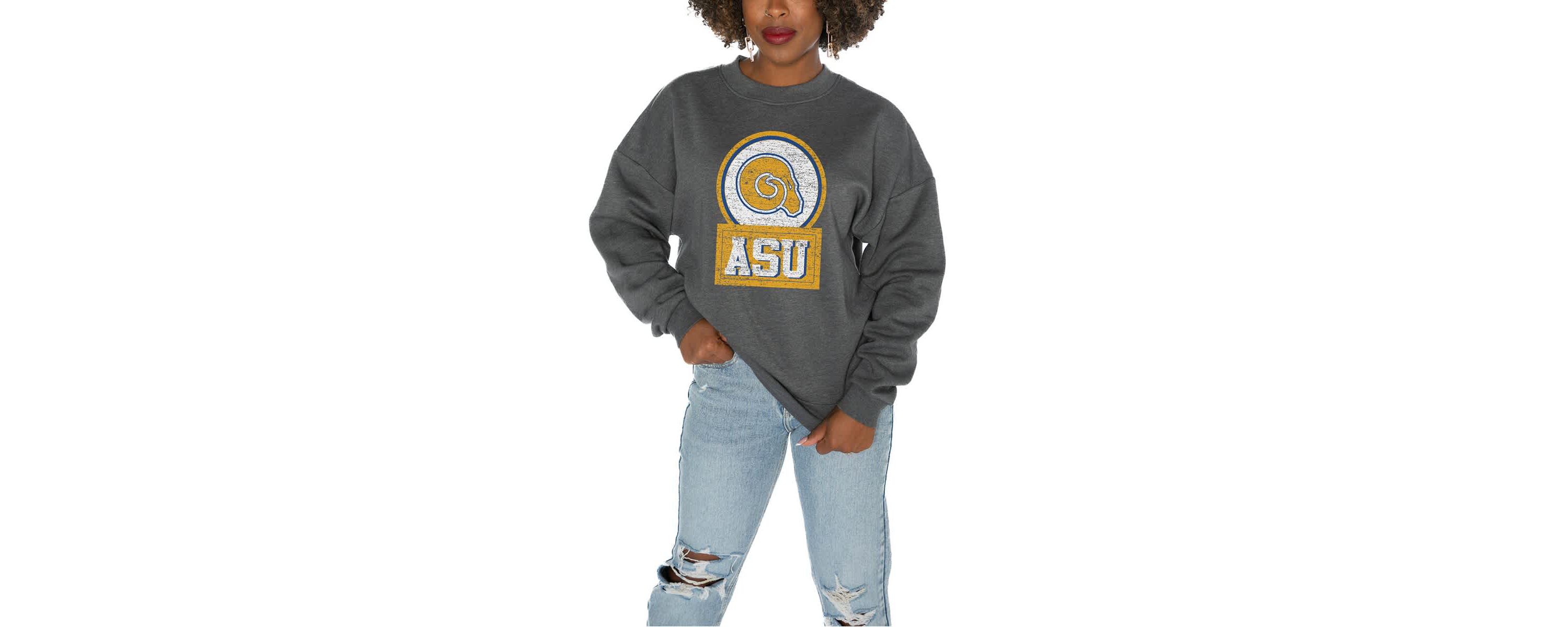 NCAA Albany State Golden Rams Oversized Drop Shoulder Fleece Drop Pullover Sweatshirt