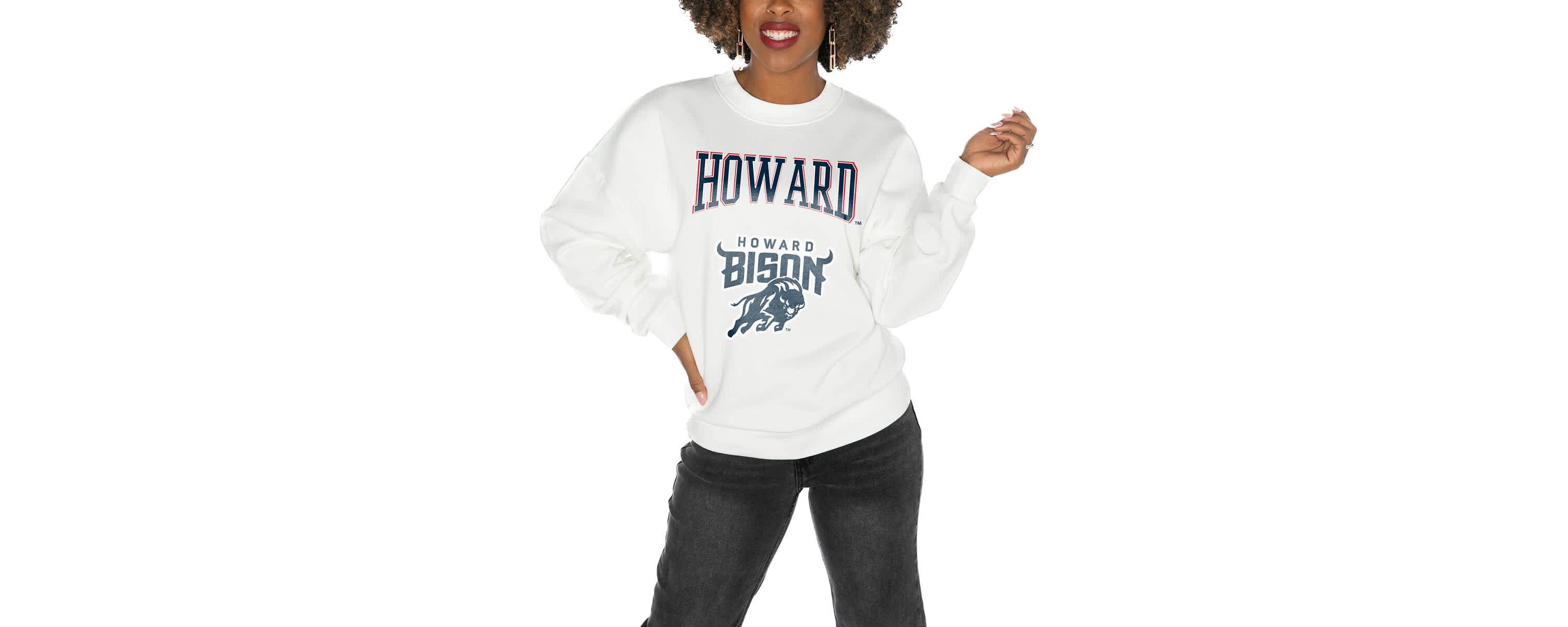 NCAA Howard Bison Oversized Drop Shoulder Fleece Drop Pullover Sweatshirt
