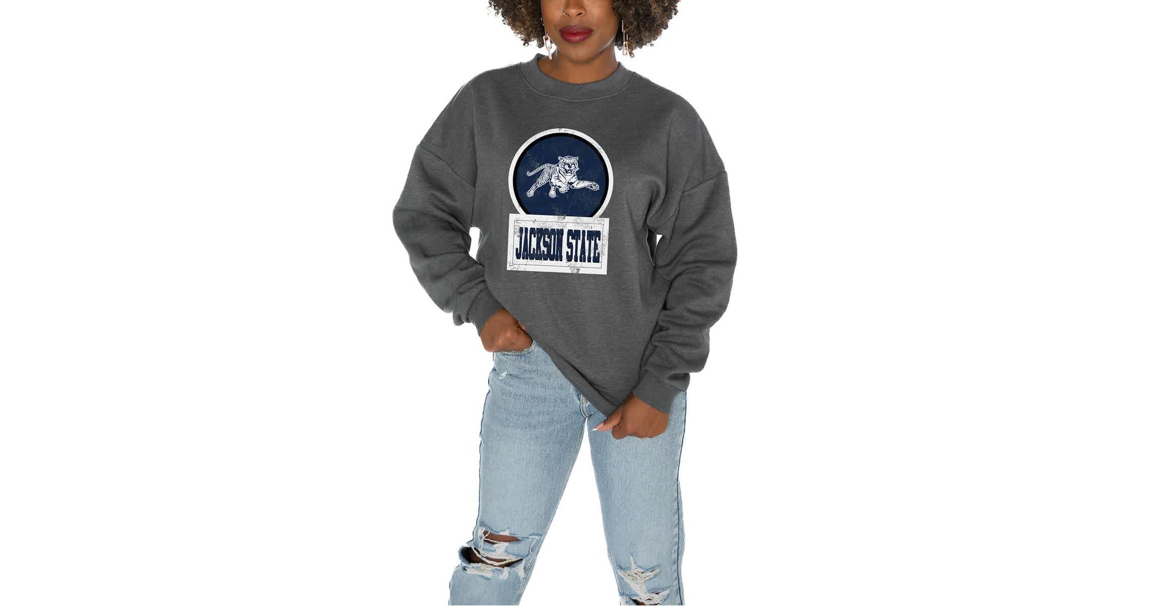 NCAA Jackson State Tigers Oversized Drop Shoulder Fleece Drop Pullover Sweatshirt