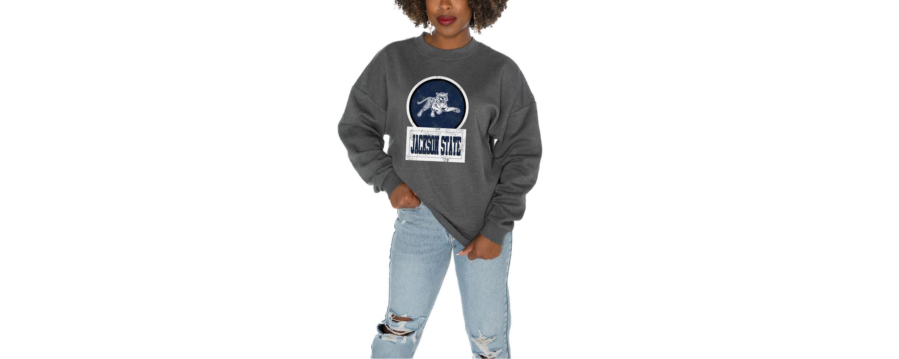 NCAA Jackson State Tigers Oversized Drop Shoulder Fleece Drop Pullover Sweatshirt