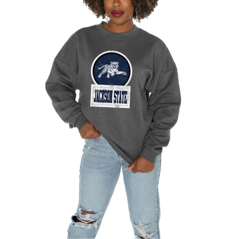 NCAA Jackson State Tigers Oversized Drop Shoulder Fleece Drop Pullover Sweatshirt