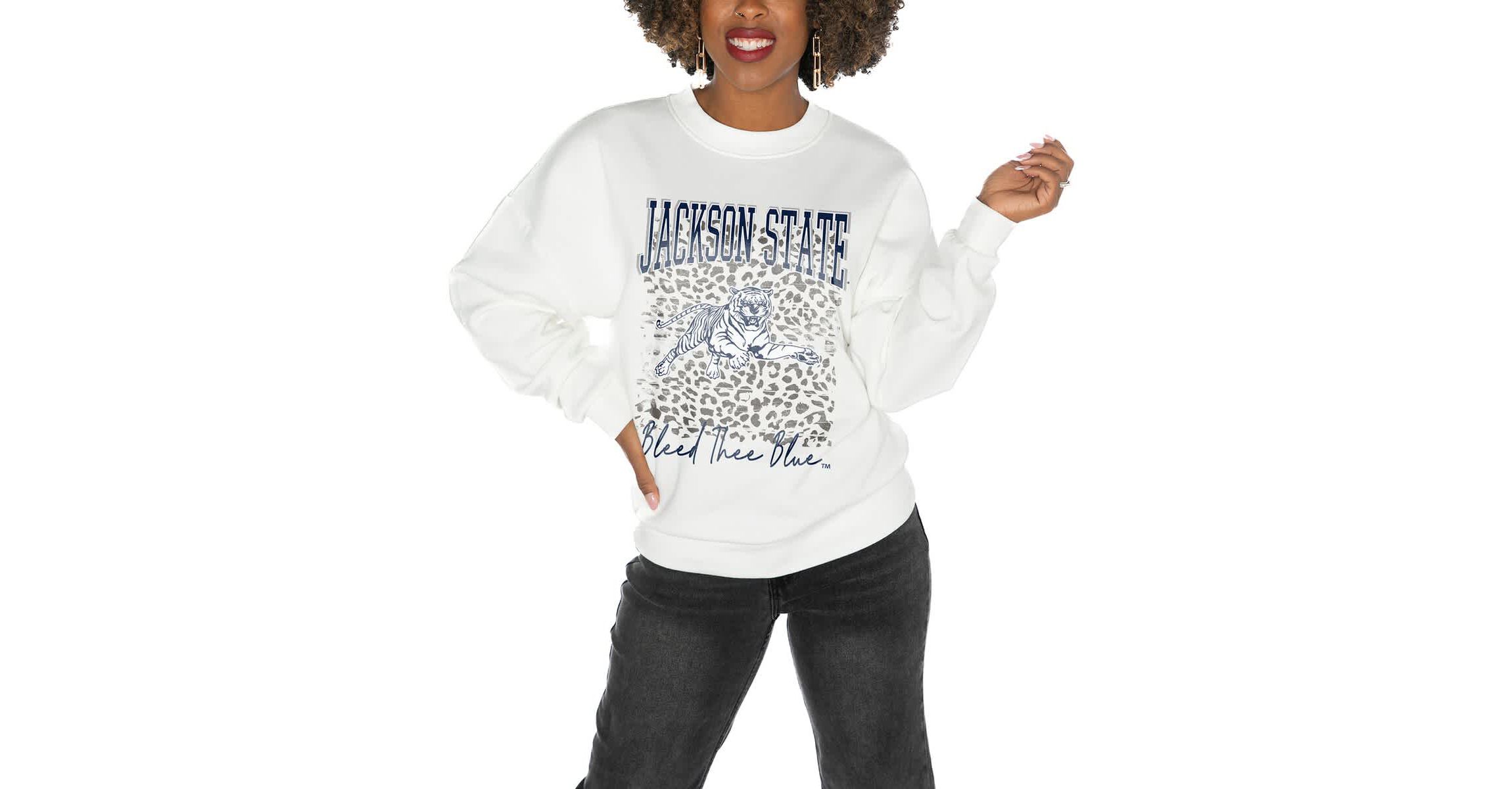 NCAA Jackson State Tigers Oversized Drop Shoulder Fleece Drop Pullover Sweatshirt