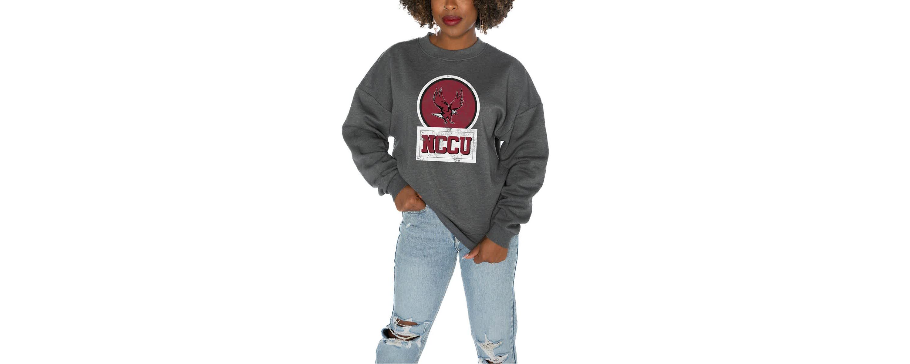 NC Central Eagles NCAA North Carolina Central Eagles Oversized Drop Shoulder Fleece Drop Pullover Sweatshirt