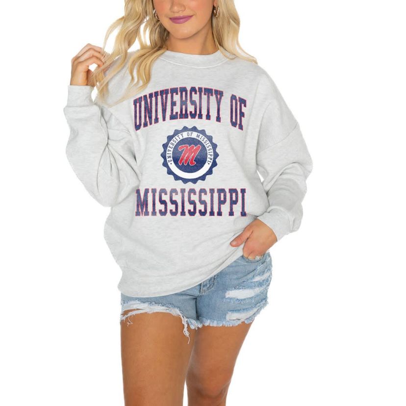 NCAA Ole Miss Rebels Oversized Drop Shoulder Fleece Drop Pullover Sweatshirt