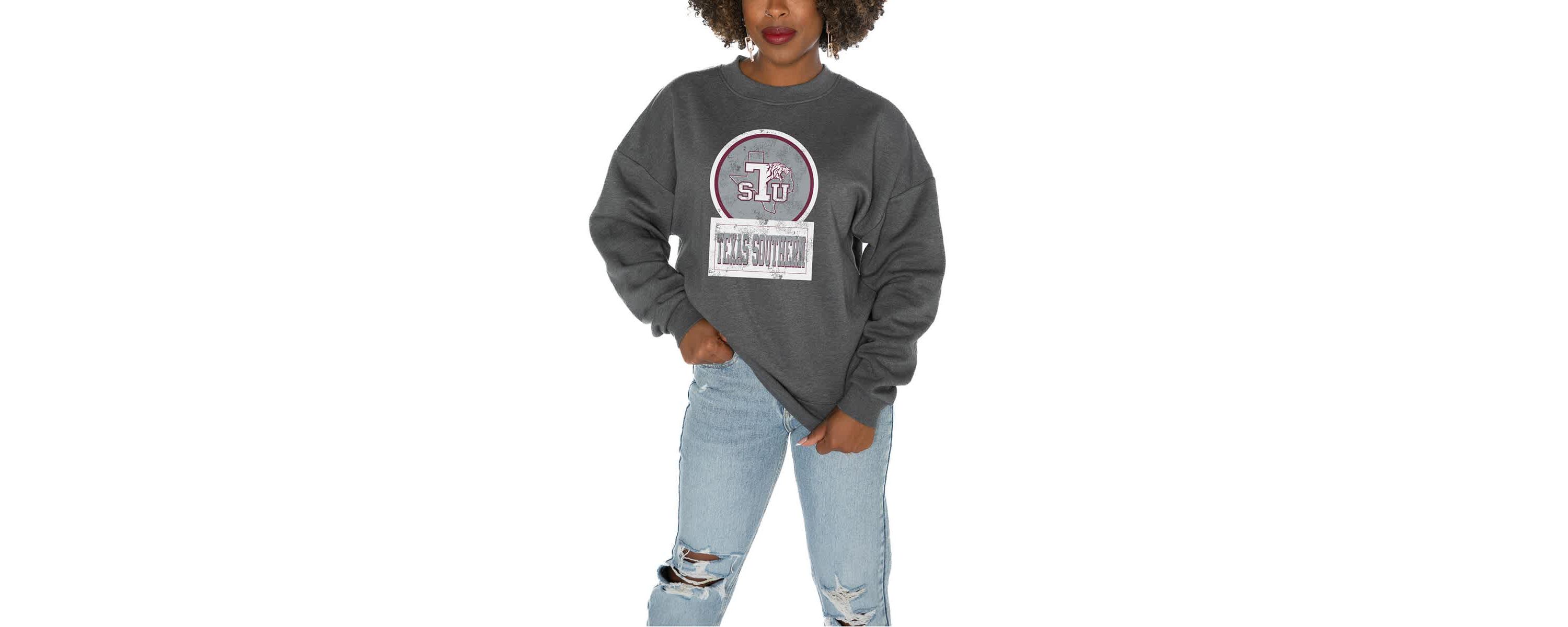 NCAA Texas Southern Tigers Oversized Drop Shoulder Fleece Drop Pullover Sweatshirt