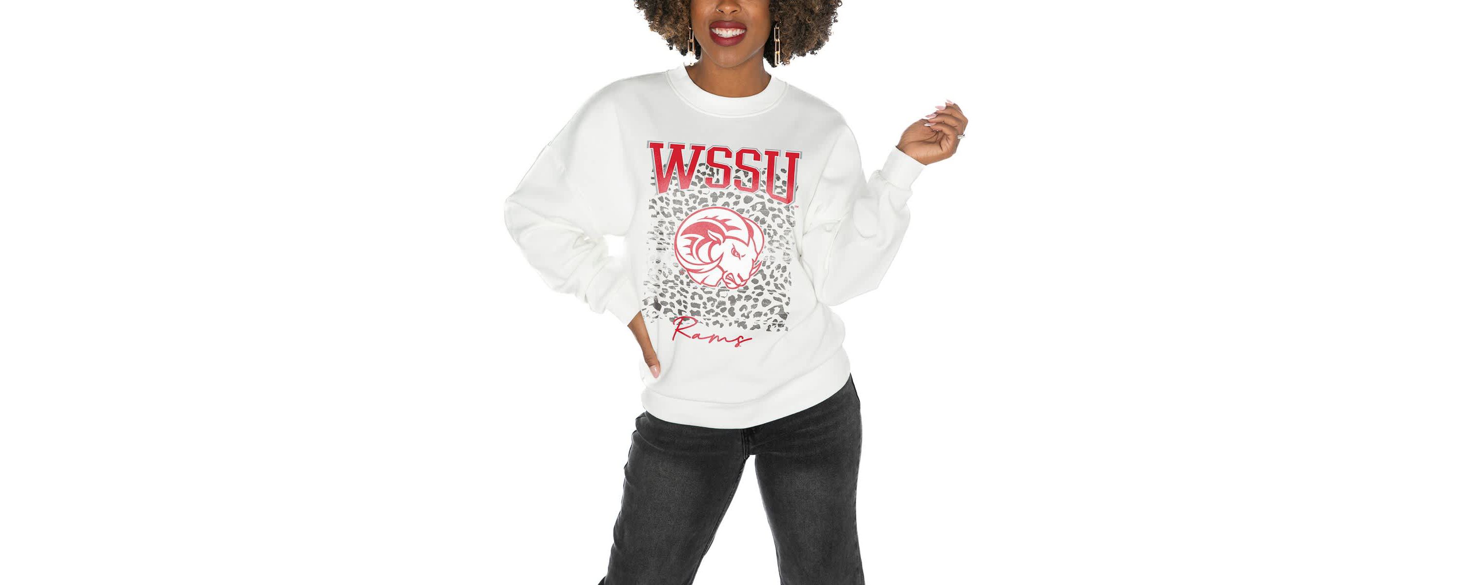 NCAA Winston-Salem State Rams Oversized Drop Shoulder Fleece Drop Pullover Sweatshirt