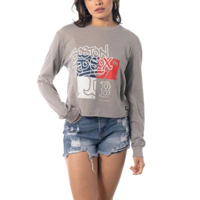 The Wild Collective Boston Red Sox MLB Boston Sox Cropped Long Sleeve T-Shirt