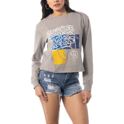 MLB Milwaukee Brewers Cropped Long Sleeve T-Shirt