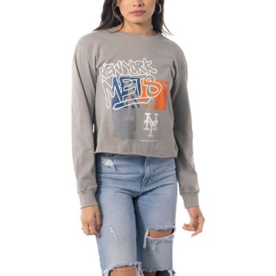 MLB New York Mets Cropped Long Sleeve T-Shirt