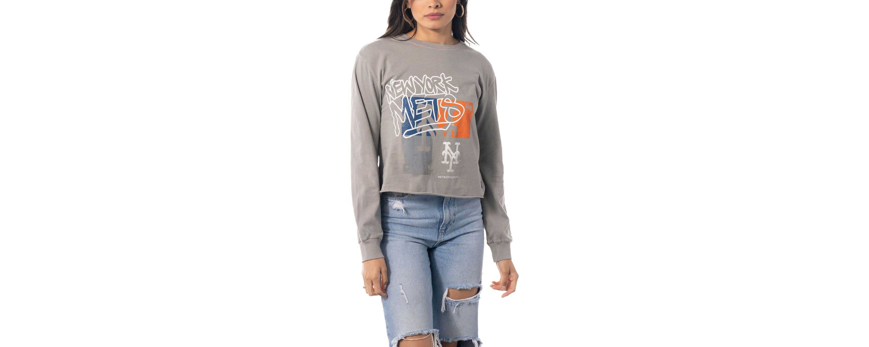 MLB New York Mets Cropped Long Sleeve T-Shirt