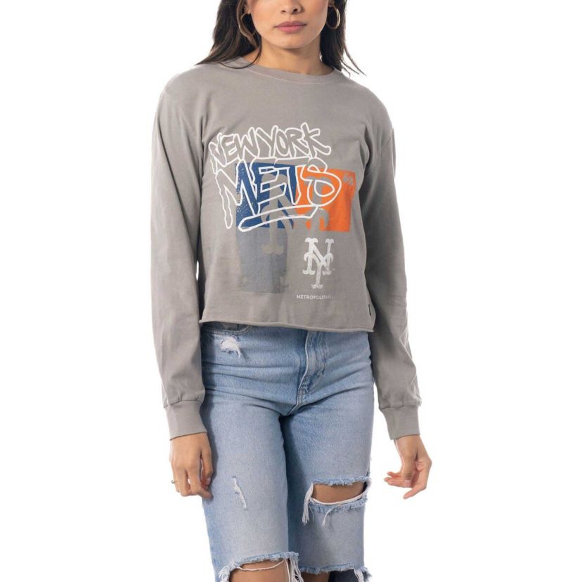 MLB New York Mets Cropped Long Sleeve T-Shirt