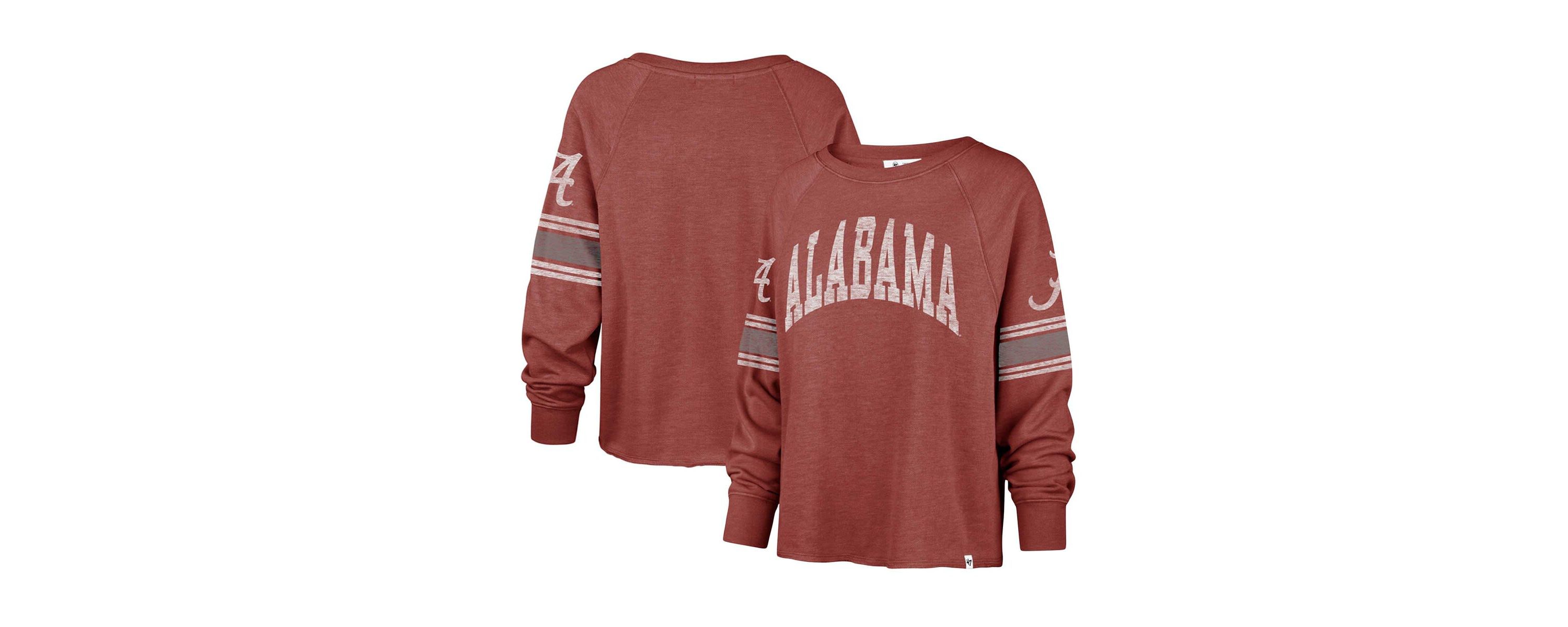 Alabama Crimson Tide NCAA Alabama Tide Allie Modest Raglan Long Sleeve Cropped T-Shirt
