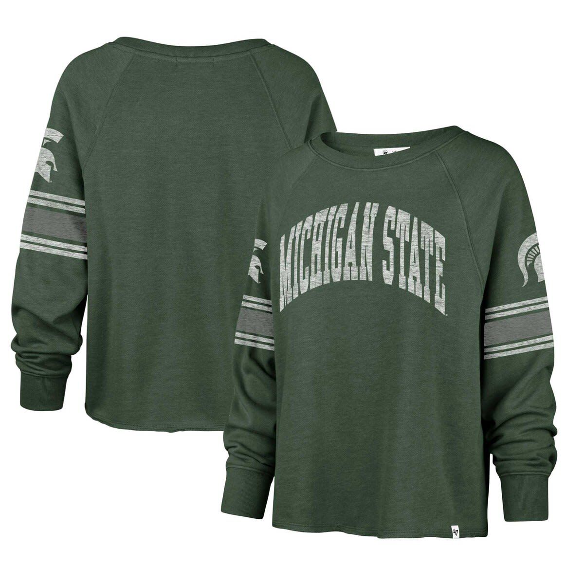 NCAA Michigan State Spartans Allie Modest Raglan Long Sleeve Cropped T-Shirt