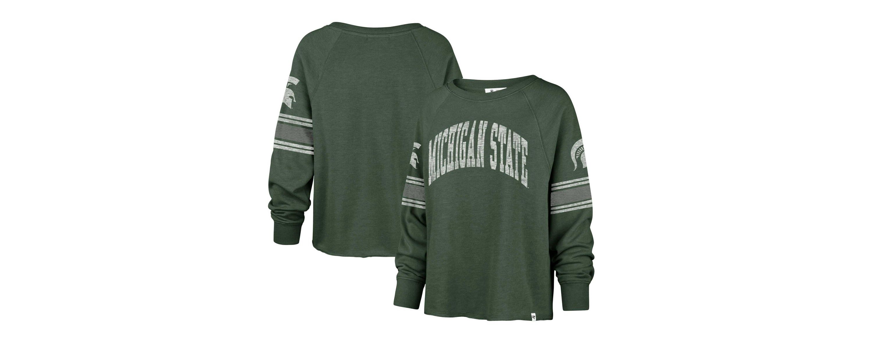 NCAA Michigan State Spartans Allie Modest Raglan Long Sleeve Cropped T-Shirt