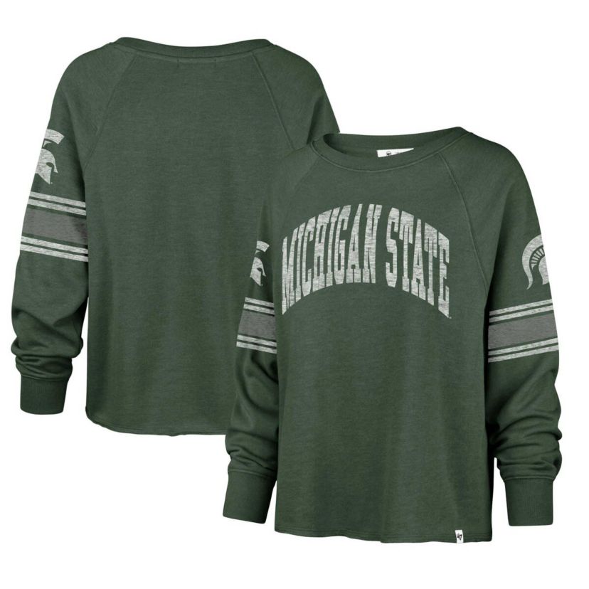 NCAA Michigan State Spartans Allie Modest Raglan Long Sleeve Cropped T-Shirt