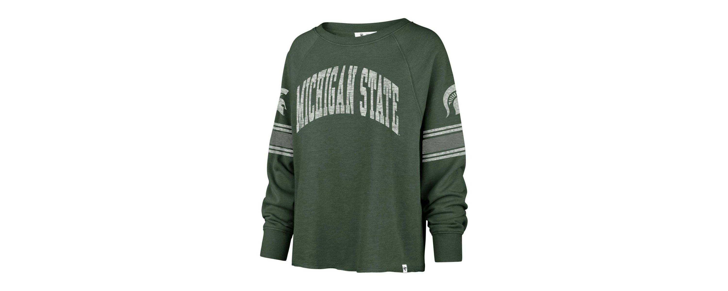 NCAA Michigan State Spartans Allie Modest Raglan Long Sleeve Cropped T-Shirt