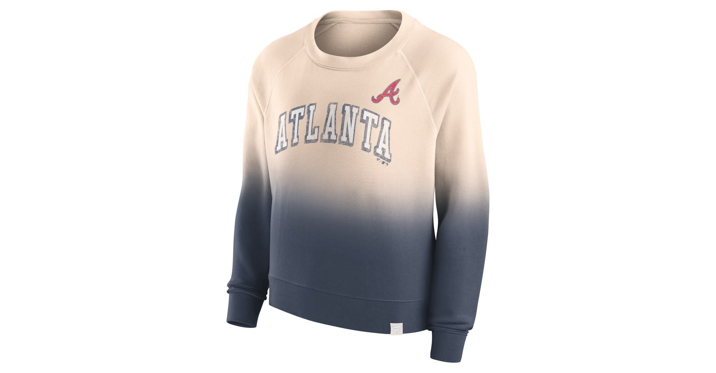 MLB Fanatics Tan/Navy Atlanta Braves Luxe Lounge Arch Raglan Pullover Sweatshirt