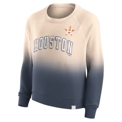 MLB Fanatics Tan/Navy Houston Astros Luxe Lounge Arch Raglan Pullover Sweatshirt